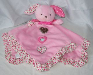 Carters Pink Bunny Hearts Girls Lovey Satin Security Blanket Rattle 