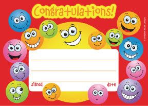    Happy Face Congratulations Award Good Job Certificates Package NEW