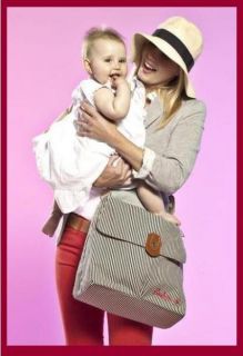 New Storksak Baby Mel Navy Stripes Satchel Designer Hobo Casual Diaper 
