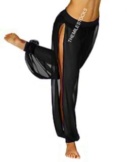 TMS Black Slit Harem Yoga Pant Belly Dance Club 25Color