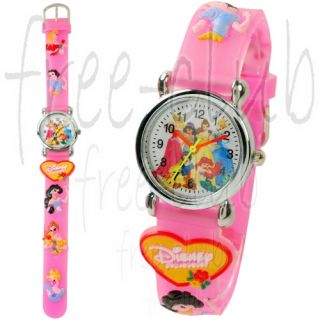 Disney Princess Aurora Ariel Belle 3D Pink Wrist Watch