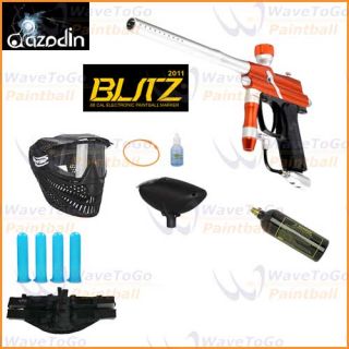 Azodin Blitz Orange Silver Paintball Marker Gun GxG 4+1 Combo