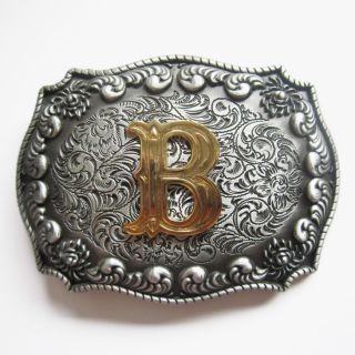 Initial Letter B Cowboy Rodeo Western Metal Belt Buckle