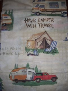 NEW Bacova Will Travel Shower Curtain Travel Trailer Camper Camping RV 