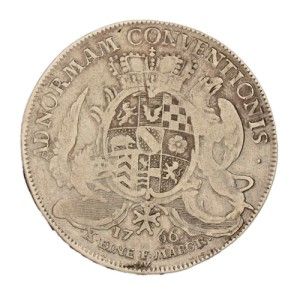 1766 Germany Baden Silver Thaler Coin Friedrich Carlous Carl 