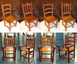 Dining Room Chairs 6 Heart Pine Farmhouse Country