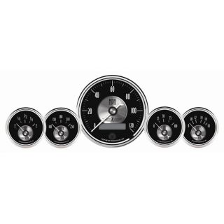 New Auto Meter Black Diamond Prestige Series 5 Gauge Set w/ Chrome 