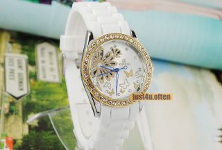   Silicon Fashion Skeleton Womens Automatic Watch Crystal Casual Gift