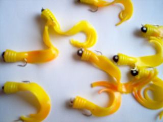 16 x Fishing Tackle Bait Grubs Lures Worm Jig Spinner 1 Split Tails 