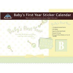 Babys First Year Undated Wall Calendar with Stickers to Mark Firsts 