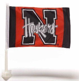 NCAA Football Two Sided Car Flag Nebraska Huskers Wall