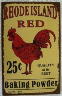 Rooster Metal Sign Rhode Island Red Baking Powder Tin
