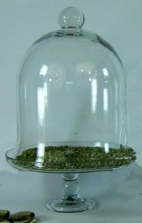 Glass Cloche Cake Stand w Dome Bell Jar Garden Display