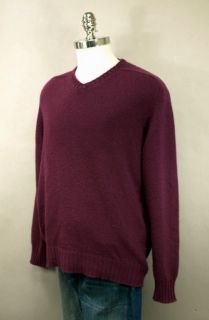 Ballantyne Scotland Dark Purple 100 Cashmere V Neck Knit Sweater L 