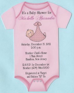 INVITATION SIZE 5.5 LONG X 4.25 BETWEEN SLEEVES OF ONESIE