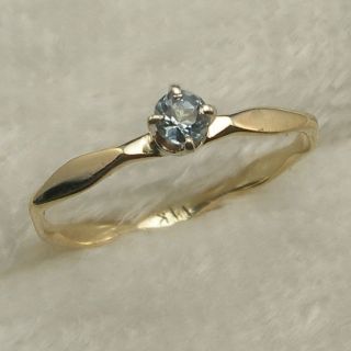 Aquamarine Baby Ring Hand Crafted 14k Yellow Gold March Birthstone 