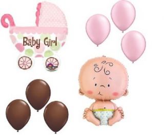 Baby Shower Balloons Welcome Girl Chocolate Pink Buggy