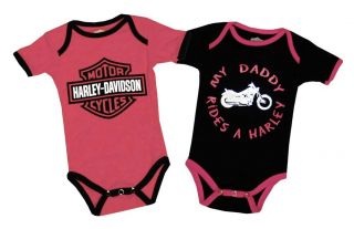   Davidson Motorcycles Two Piece Pink Baby Snapsuit Creeper Romper Set