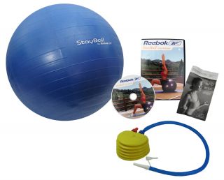 Reebok 55 cm Fitness Stay Ball w Workout DVD Blue