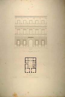 1860 Engraving Palazzo Ossoli Palace Rome Letarouilly   ORIGINAL
