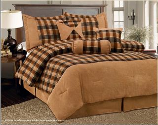 Plaid Fleece Microsuede Bed in A Bag Comforter Set New in Two Colors 