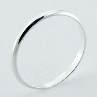 Minimalistic Plain 925 Sterling Silver Band Ring 2mm