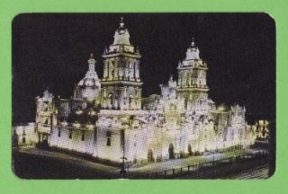 Mexico City Cathedral at Night Postcard 1966 Stamp