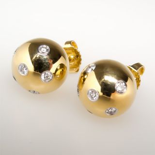   Co Etoile Ball Earrings Diamond Studs Solid 18K Gold Designer Jewelry