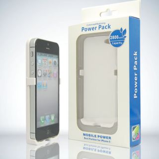   External Battery Power Pack Bank Case for iPhone 5g White