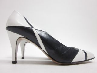  bidding on a pair of BALLY Navy Blue White Leather Pumps Heels Shoes 
