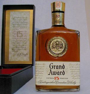 Grand Award 15 Year Old Canadian Whisky sealed tax stamp dated 1951 in 