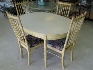Vtg Midcentury Faux Bamboo Thomasville Dinette Table Dining Hollywood 