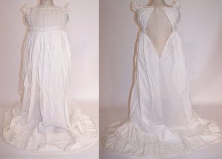 Victorian Antique Ayrshire Whitework Cotton Christening Gown Infant 