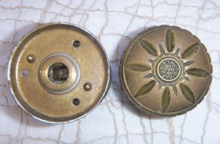 Pair of Vintage Ornate Bronze Brass Door Knob and back plates