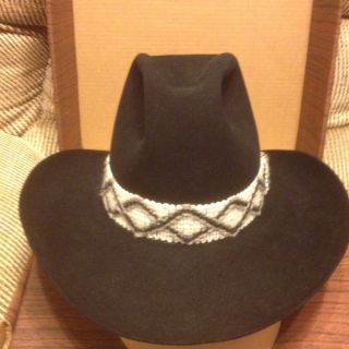 Bailey Western Hat Black With Two Tone Band American Made Size 7 1 8 