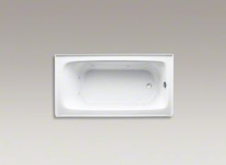 Kohler Bancroft 5 ft White Alcove Whirlpool Tub Apron RH Drain Heater 