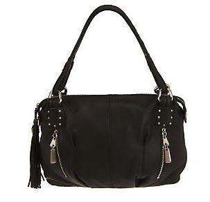Makowsky *Naomi* Satchel handbag purse in Black Leather FREE 