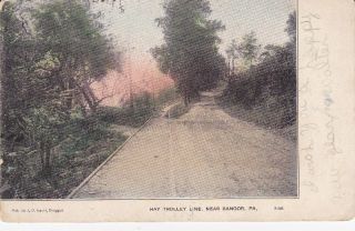 Hay Trolley Line Bangor PA vintage Postcard