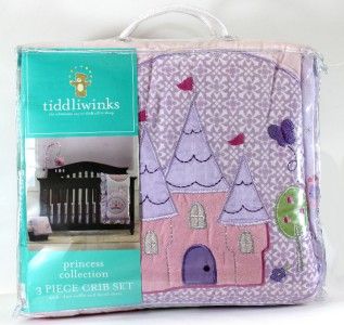 New Tiddliwinks Pastel Purple Castle Princess Collection 3pc Crib 