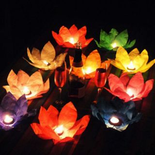 10x 8 Color Flower Lotus Lanterns Chinese Wishing Floating Water Light 