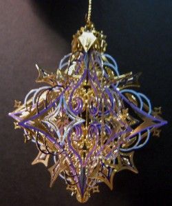 Baldwin Brass 24K Gold Finish Festival Snowflake Christmas Ornament 