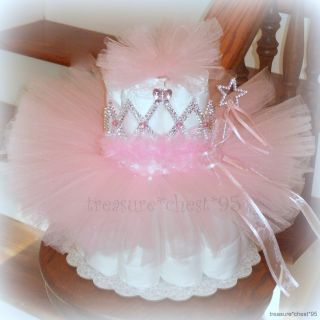 Tutu Diaper Cake Baby Shower Centerpiece Pink Girl Princess 1st 