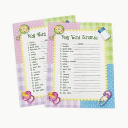 Baby Shower Party Games Blue Boy Pink Girl 24 Sheets of Word Scramble 