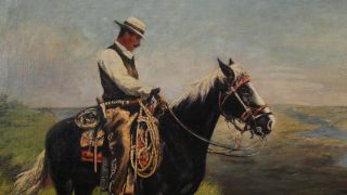 NY Artist David Conklin Western Cowboy Landscape Painting Newcomb 