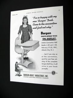 Bargen Staput Movable School Desks Desk 1951 Print Ad