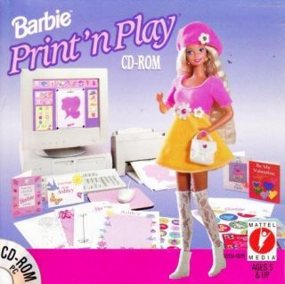 Barbie Print N Play PC CD Invitations Decoration Party Hats Dolls 