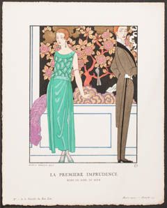Bon Ton by Barbier   La Premiere Imprudence. 15   1921 Fashion Pochoir