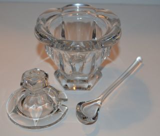Baccarat Crystal Sugar Bowl Mustard Bowl with Spoon Made in France 