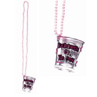 bachelorette shot glass on a beaded necklace includes 1 bachelorette 