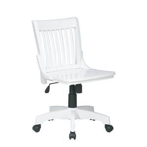 Deluxe Armless Wood Bankers Chair with Wood Seat White